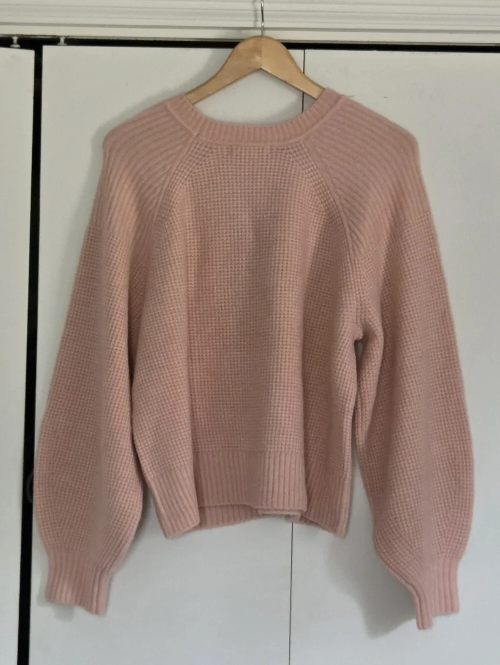Athleta Blush Ribbed Crewneck Sweater with Balloon Sleeves